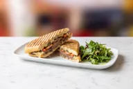 Cheesy beef & mushroom panini